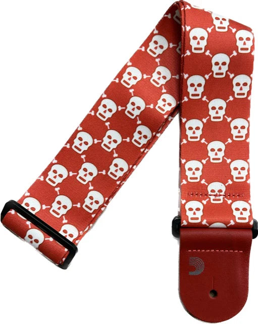 D'addario Guitar Strap - Skull & Bones - Red