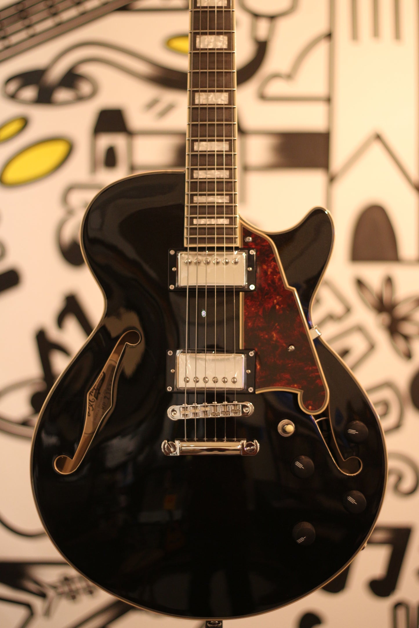 D'Angelico PREMIER SS Series Semi Hollow-Body Electric Guitar (Black Flake)