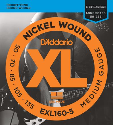 D'Addario EXL Nickel Wound Bass Strings - 5 String Long Scale