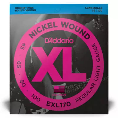 D'Addario EXL170 Bright Tone Round Nickel Wound Regular Light Gauge 45 - 100